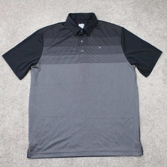 Callaway Opti-Dri Polo Shirt Mens Medium Gray/Black Golf Short Sleeve Pullover - Picture 1 of 12